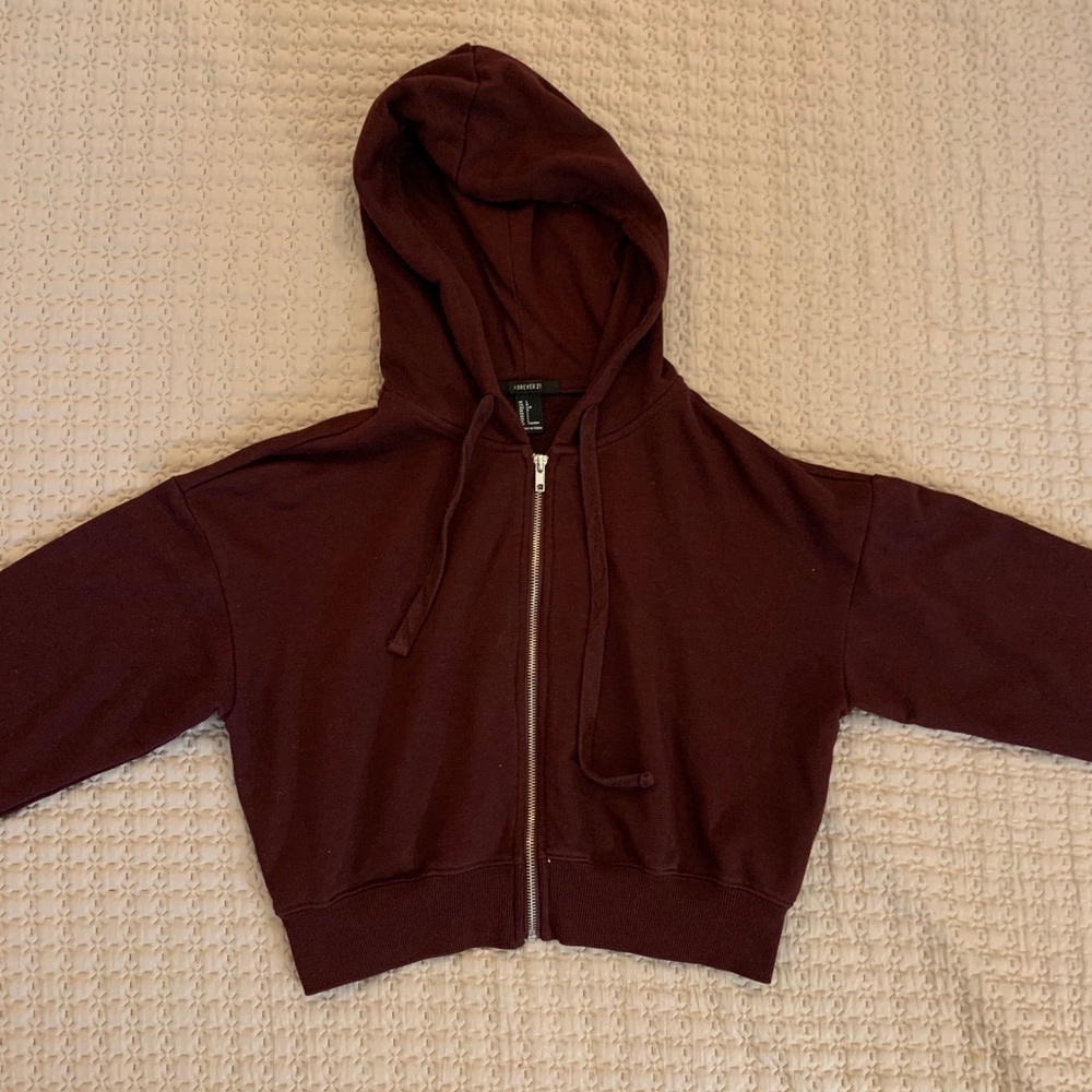 Forever 21 Cropped Zip Up Hoodie